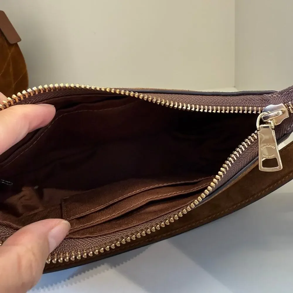 NEW‼️Coach Teri Mini Crossbody Bag CFF98 suede/Gold/Warm Brown